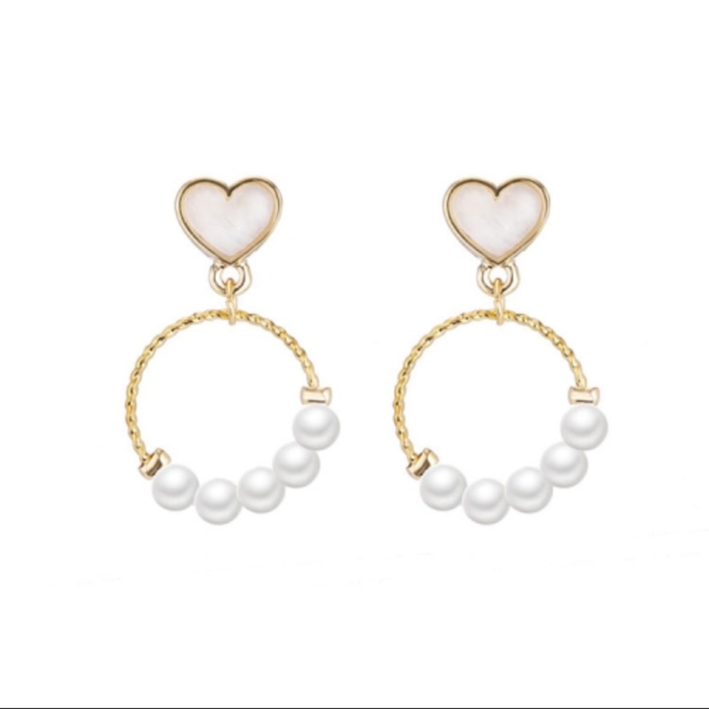 3/$30 Heart Shaped Simulated Pearl Earrings